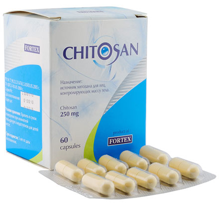 БАД Хитозан Chitosan снижает уровень холестерина, для лечения ожирения, при атеросклерозе, для очищения организма
